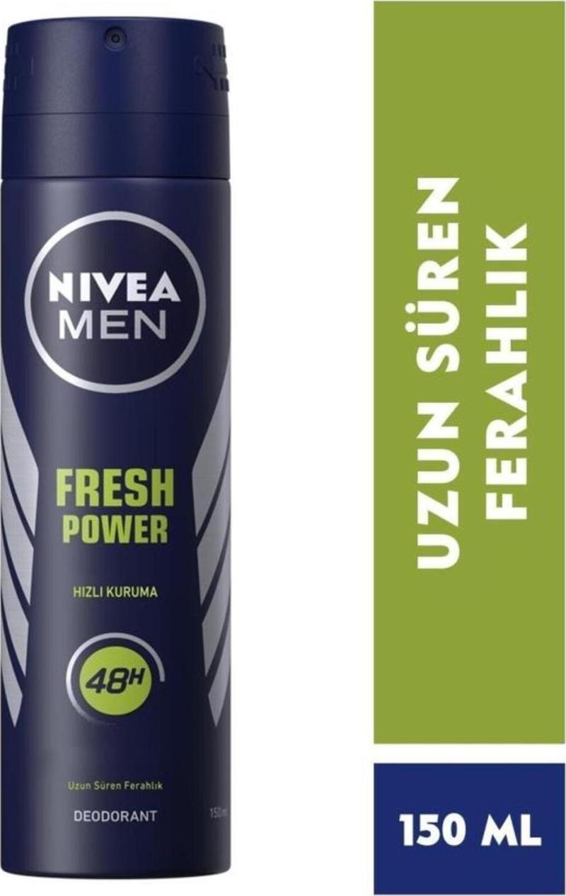 MEN Erkek Sprey Deodorant Fresh Power 150ml, Ter Korumasına Karşı 48 Saat Koruma, Hızlı Kuruma