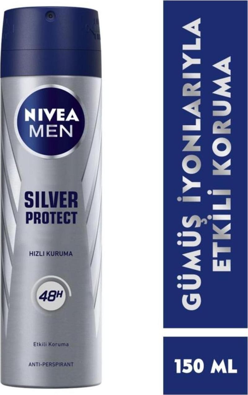 Men Erkek Sprey Deodorant Silver Protect 150ml, 48 Saat Anti-perspirant Koruma, Etkili Koruma