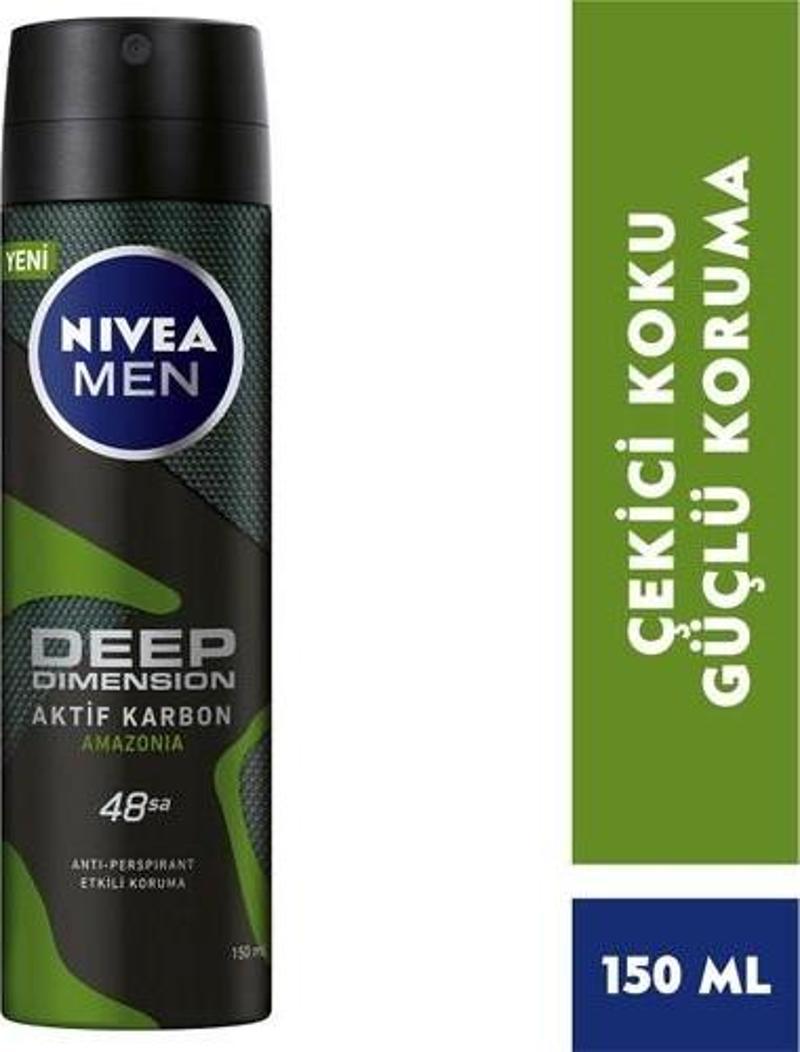 Erkek Sprey Deodorant Deep Dimension Amazonia 48 Saat Anti-Perspirant Koruma 150Ml, Çekici