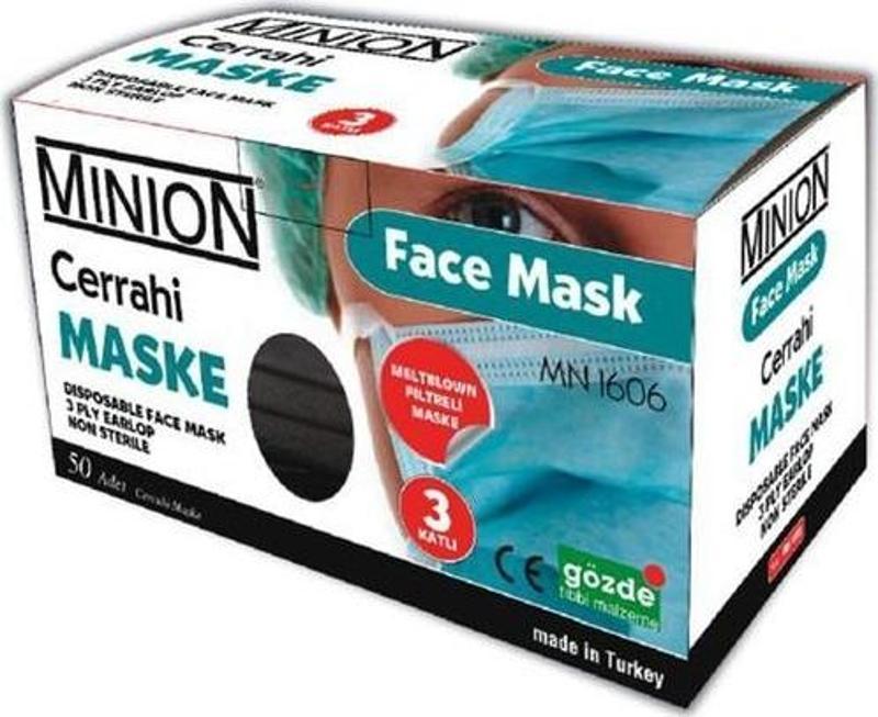 Mınıon Meltblown Cerrahi Maske 50'Lik Kutu Siyah
