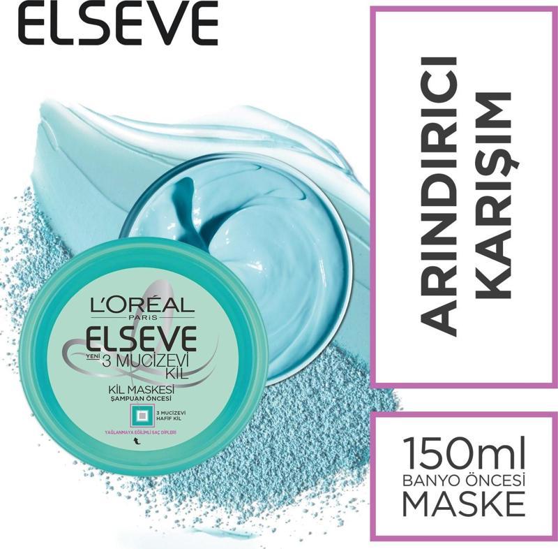 L'Oréal Paris Elseve 3 Mucizevi Kil Banyo Öncesi Kil Maskesi 150 ml