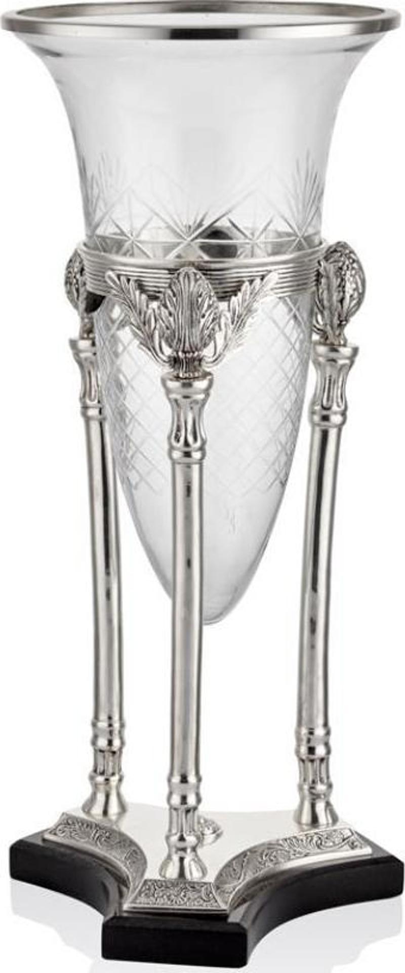 Zeus Konik Camlı Silver Büyük Boy Vazo 25.5 x 25.5 x 59.5 Cm