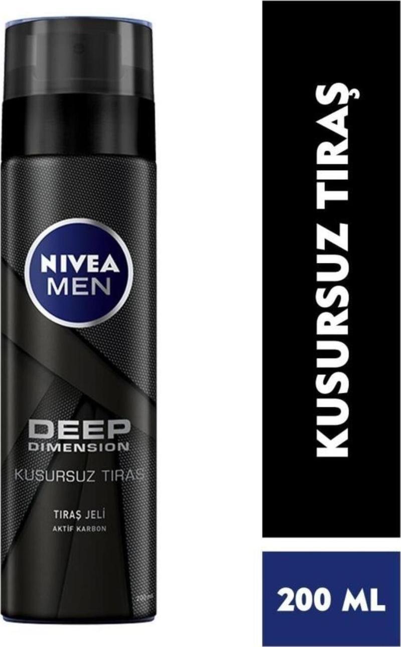Men Erkek Tıraş Jeli Deep Dimension 200ml, Kusursuz Tıraş, Aktif Karbon, Kaygan Tıraş Deneyimi