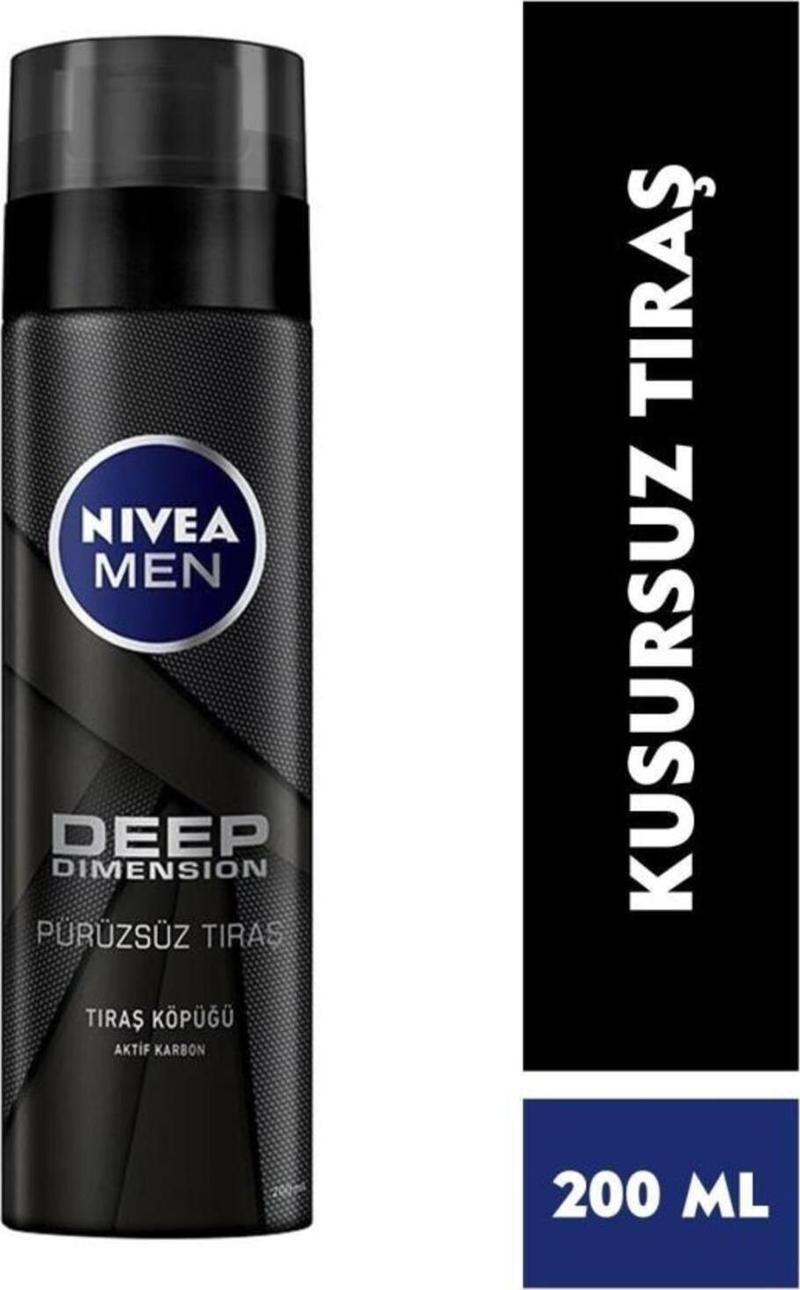 Men Erkek Tıraş Köpüğü Deep Dimension 200ml, Kusursuz Tıraş, Aktif Karbon, Kaygan Tıraş Deneyimi