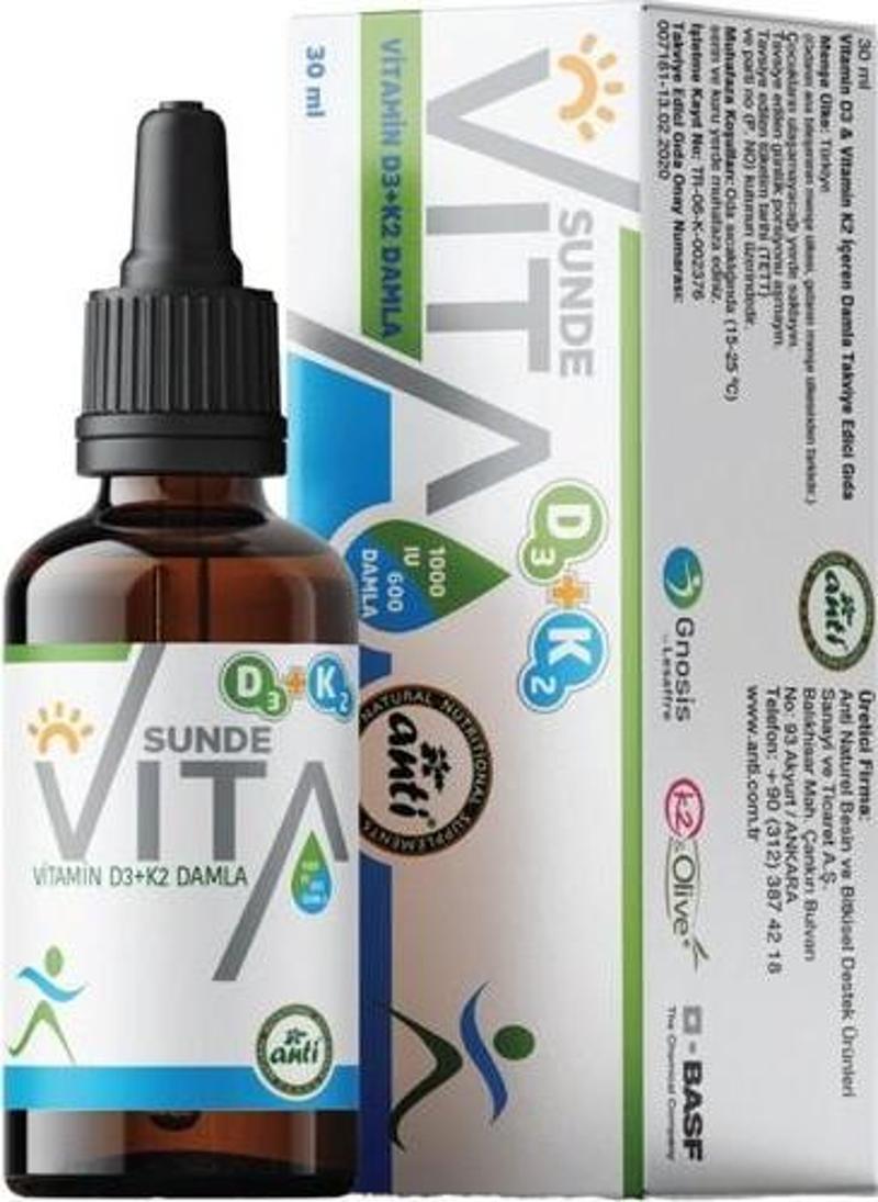 Sunde Vita D3 + K2 Damla 30 Ml