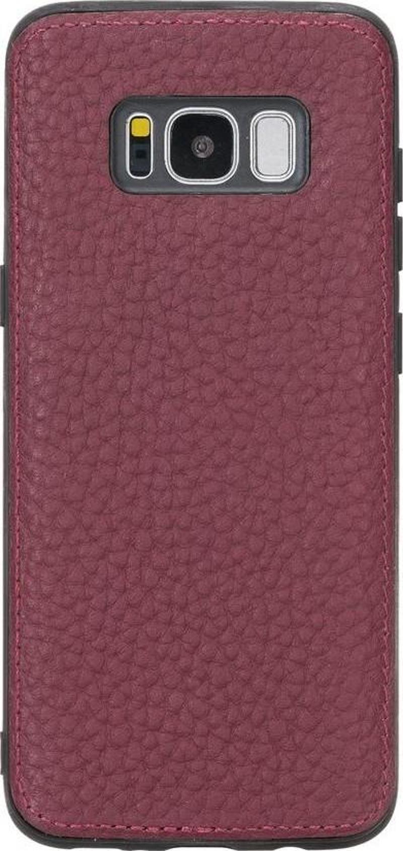 Samsung Galaxy S8 Uyumlu Deri Arka Kapak FL19 Bordo