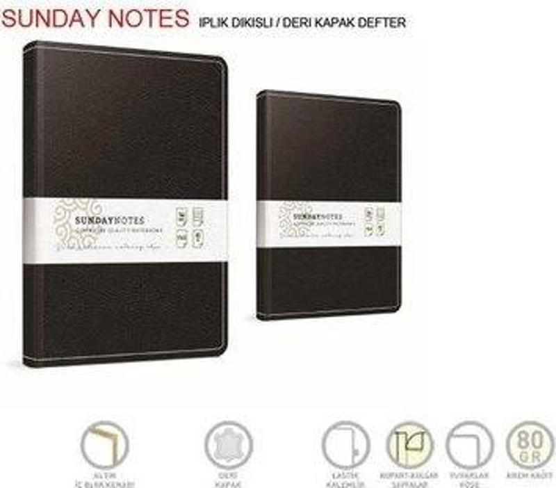 Sunday Notes İp Dikişli Deri Kapak Defter 17 x 24 140 Yaprak Kare