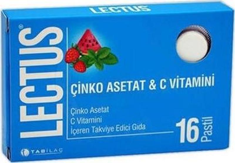 İlaç Lectus Çinko Asetat & C Vitamini Pastil 16 'Lı