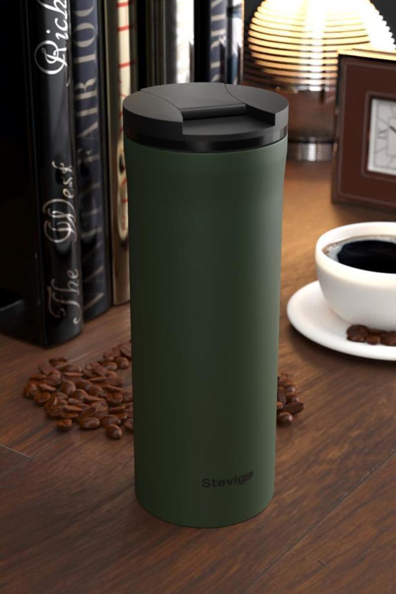 2 Go Paslanmaz Çelik Termos Bardak 400 Ml Travel Mug Green ST-204