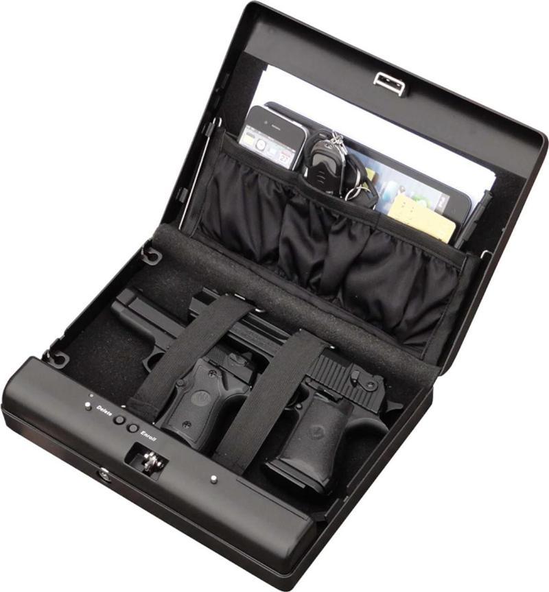 Gun Safe 17F Parmak İzli  Taşınabilir Saat  Kasası İki Farklı Açma Seçeneği - Biyometrik