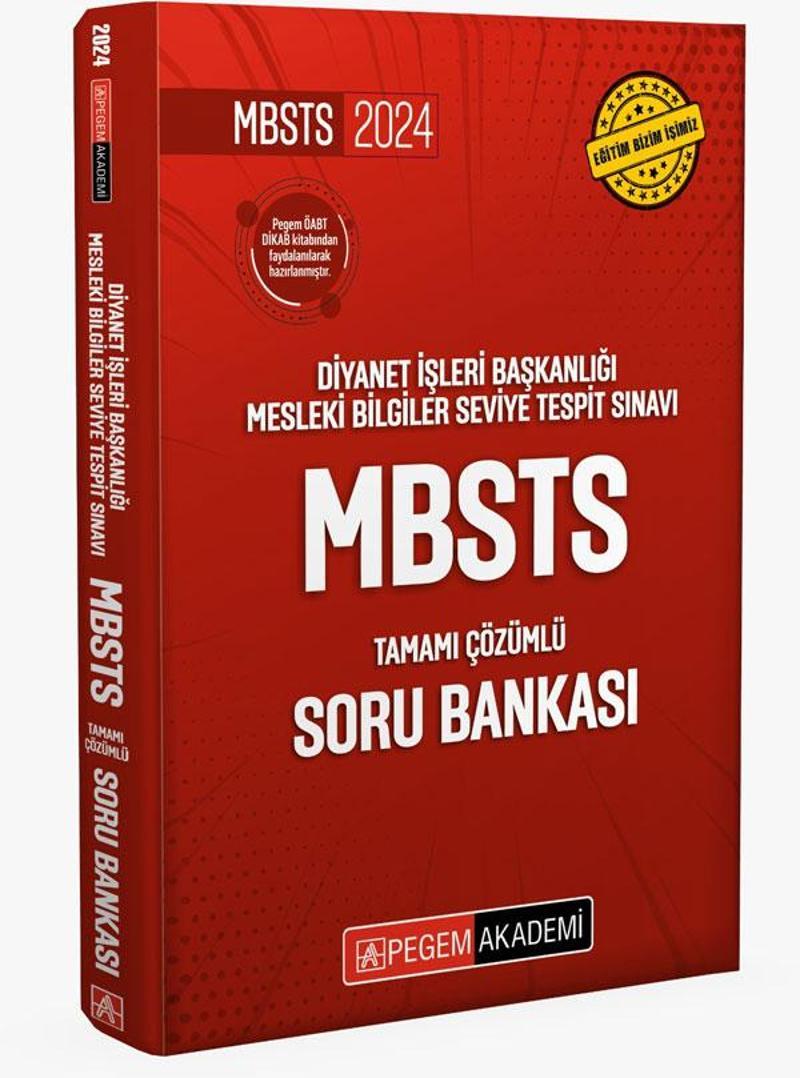 Pegem Akademi 2024 Diyanet İşleri Başkanlığı Mesleki Bilgiler Seviye Tespit Sınavı MBSTS Tamamı Çözümlü Soru Bankası