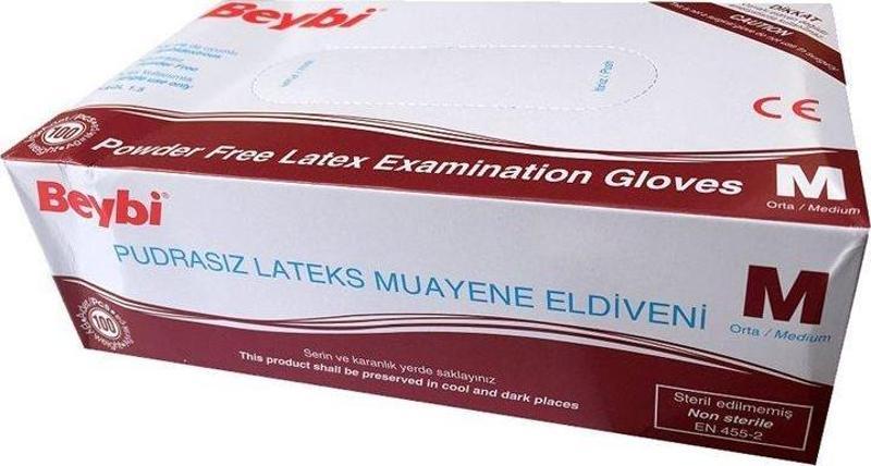 Pudrasız Lateks Muayene Eldiven Medium (100'lü Paket)