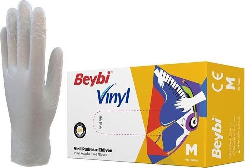 Vinyl Vinil Pudrasız Muayene Eldiveni Medium (100'lü Paket)