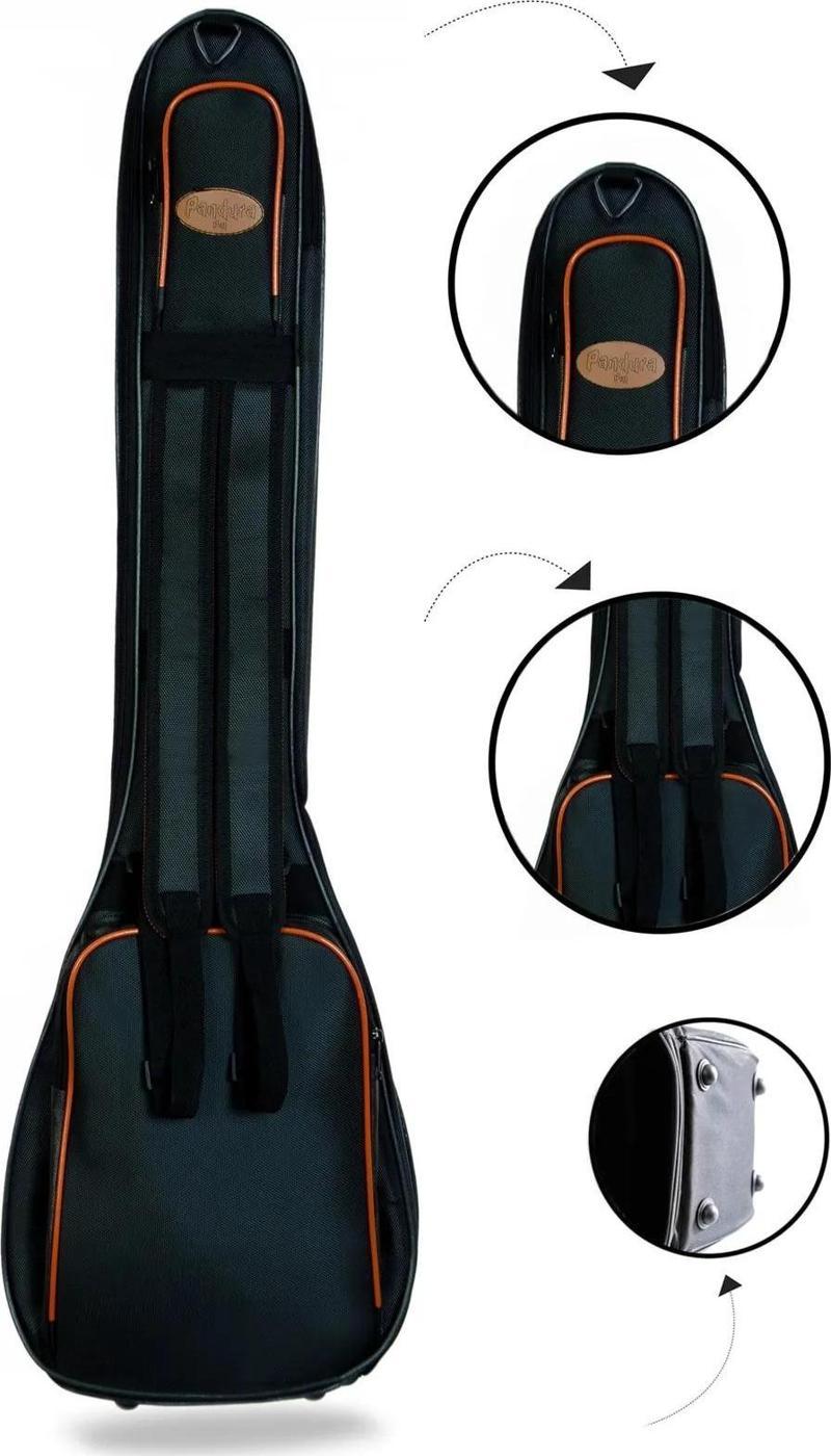 Profesyonel Su Geçirmez 20 Mm Pedli Gigbag Kısa Bağlama Saz Kılıfı Siyah