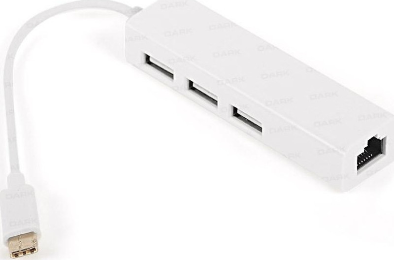 Dark USB3.1 Type-C - 3xUSB2.0 HUB+ 10-100 Ethernet Dönüştürücü - idefix