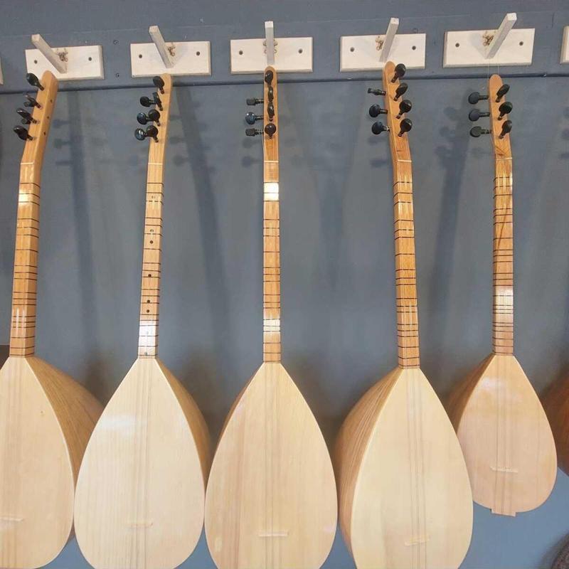 5 Adet Ahşap Bağlama Saz Duvar İp Askısı Standı