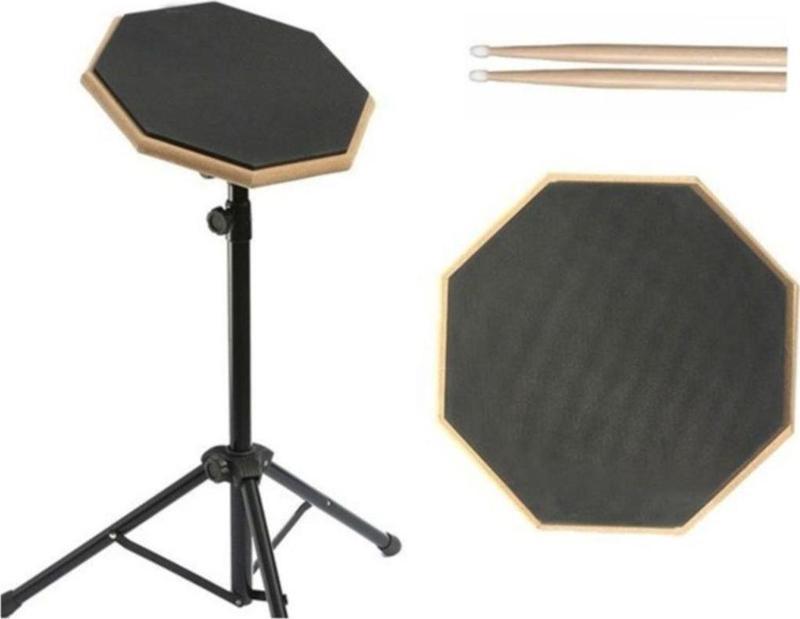 Bateri Drum Pratik Çalışma Pedi Ve Standı + Baget