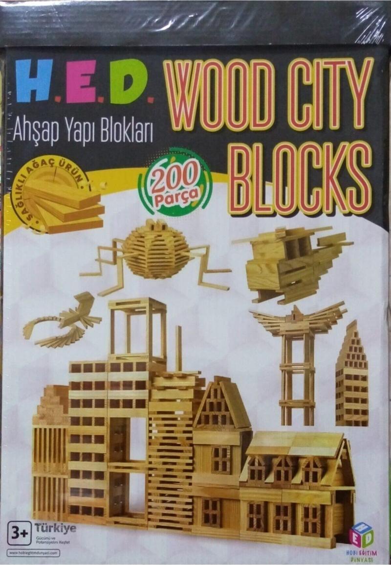 Wood Cıty Bloks 200 Parça Ahşap Yapı Blokları