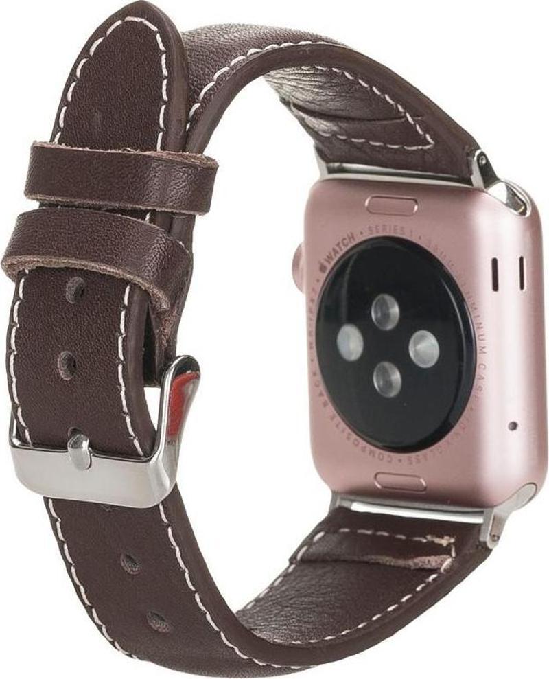 Apple Watch Uyumlu Deri Kordon 42-44-45mm NM4-AS4 Kahve