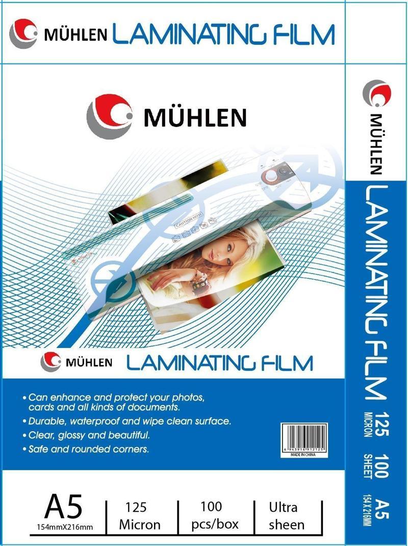Beutel A5-125 / A5 Boyutu, 125 Mikron Laminasyon PVC Filmi 1 Paket 100 Adet