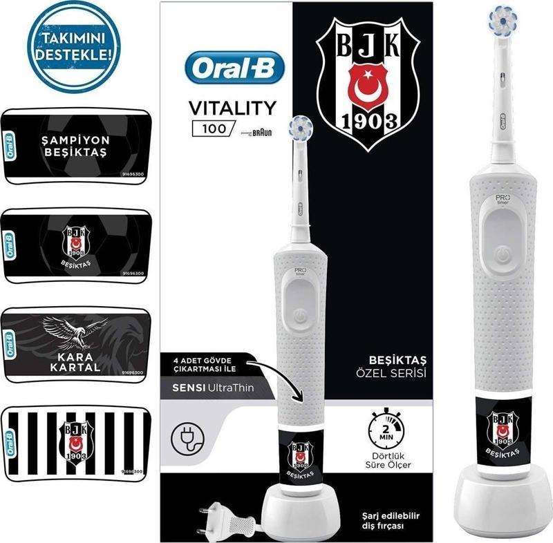 D100 Vitality Şarj Edilebilir Diş Fırçası Beşiktaş Özel Seri