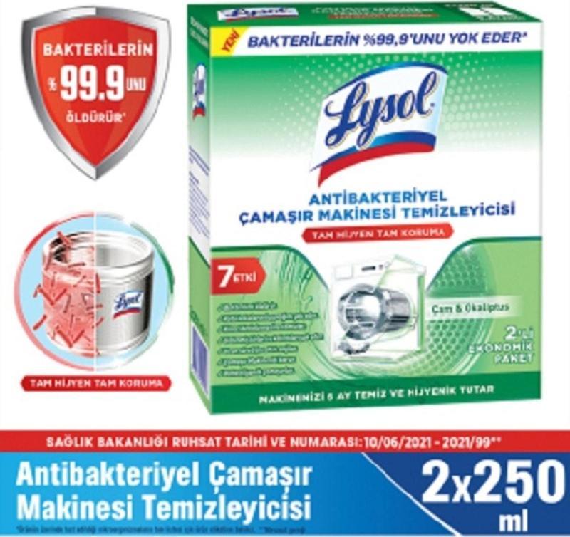 Antibakteriyel Çamaşır Makinesi Temizleyici Çam Ve Okaliptus Ferahlığı (2X250 ML)