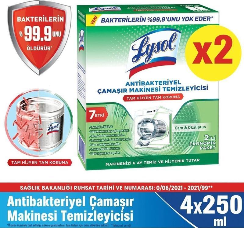 Antibakteriyel Çamaşır Makinesi Temizleyici Çam Ve Okaliptus Ferahlığı (4 X 250 ML)