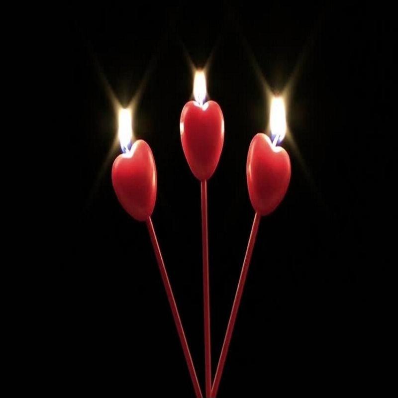 4 Adet Kırmızı Kalpli Pasta Mumu Kalpli Doğum Günü Pasta Mumu Kırmızı Kalpli Mum Red Candle