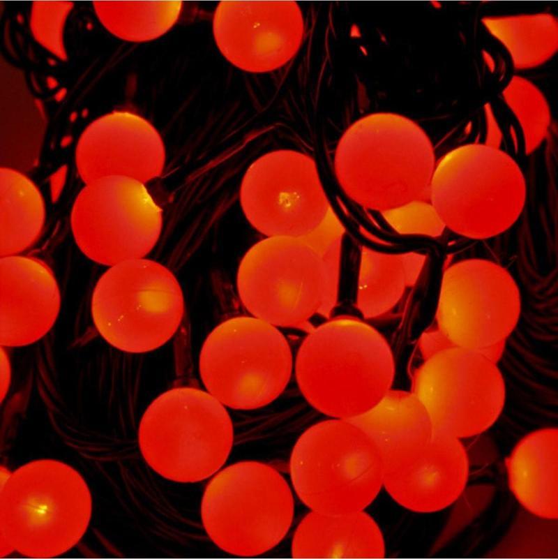 4.30 Metre Kırmızı Top Led Işık Kırmızı Işık 220 V Fişli Yılbaşı Ağacı Işığı Kırmızı Top Işık Red