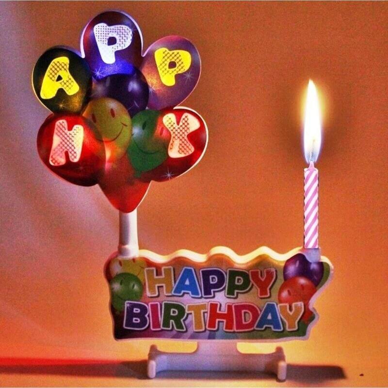 Led Işıklı Pasta Mumu Müzikli Pasta Mumu Pilli Doğum Günü Pasta Mumu Balloons Happy Bırthday Candles