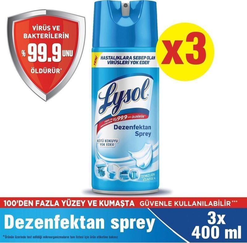 Dezenfektan Sprey Temizliğin Esintisi Yüzeyler Için 400 Ml X 3 Adet