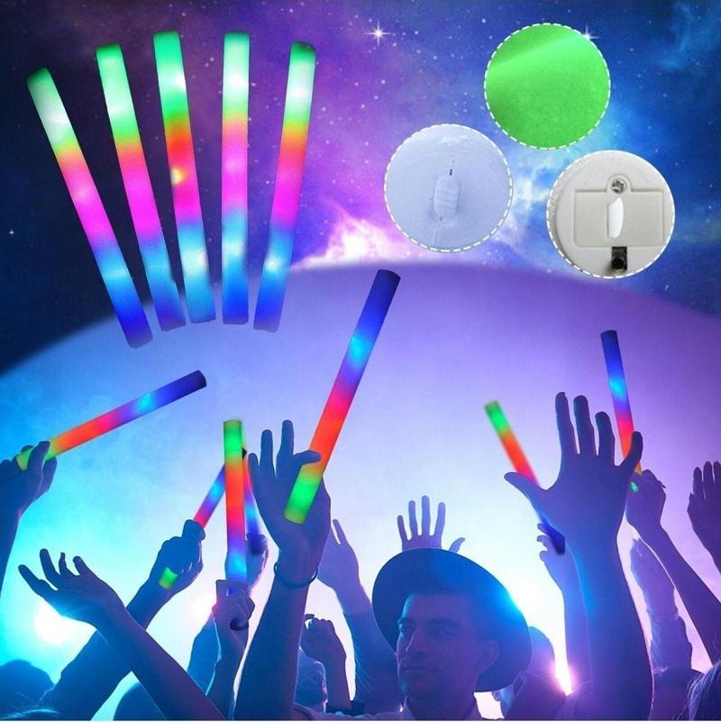 7 Adet Sünger Led Işık Led Light Foam Stick Işıklı Çubuk Sünger Işık Pilli Led Işık 48 Cm Led Işık