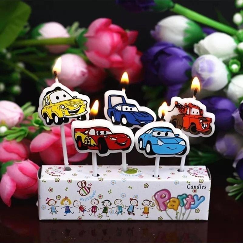 Cars Bırthday Candle Vıp Kalite Arabalar Pasta Mumu 5 Adet Cars Doğum Günü Mumu Arabalı Pasta Mumu