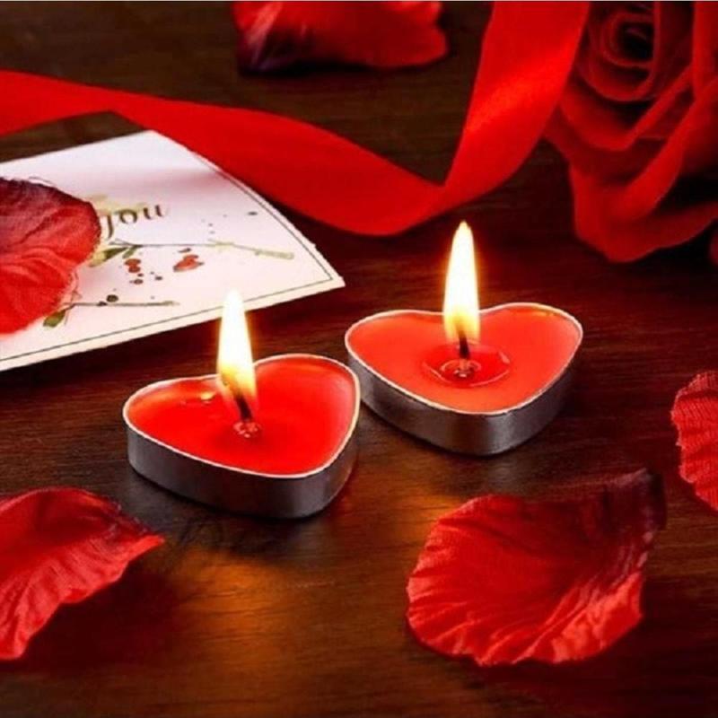 16 Adet Tea Light Kalpli Mum Kırmızı Mum Tealight Mum Kalpli Mum Kırmızı Kalpli Mum Romantik Mum