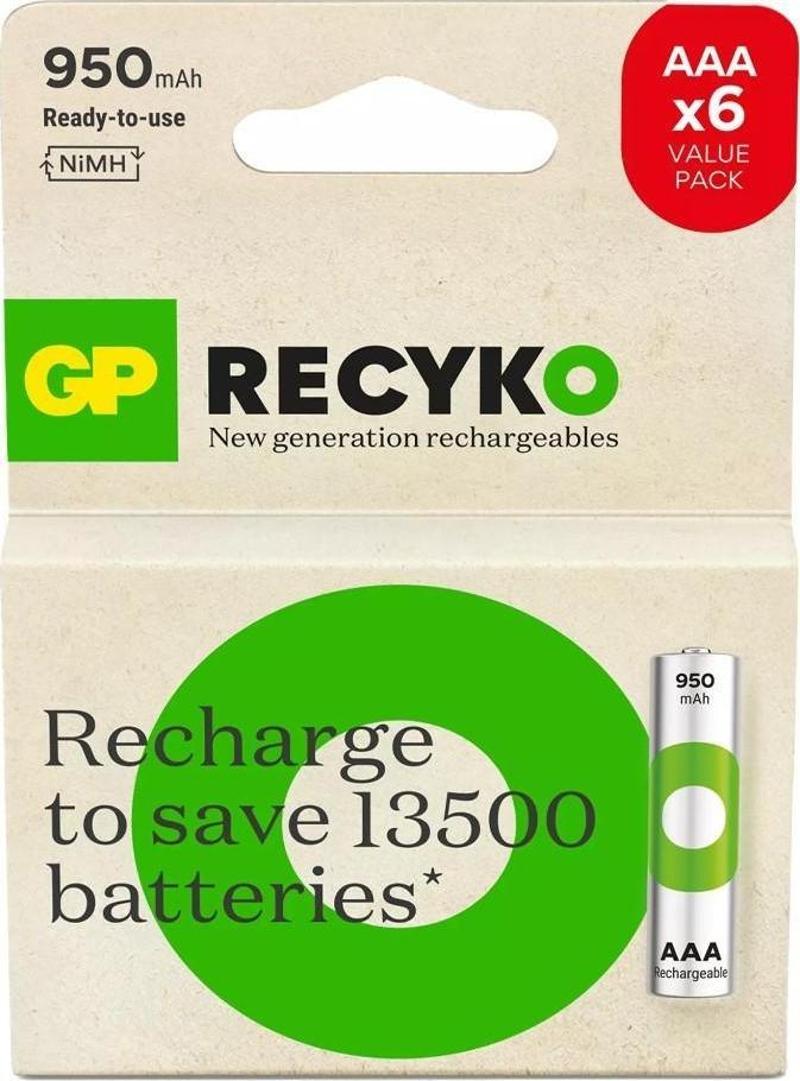 GP Recyko 1000 Serisi Ni-Mh AAA 4+2 Şarjlı İnce Kalem Pil