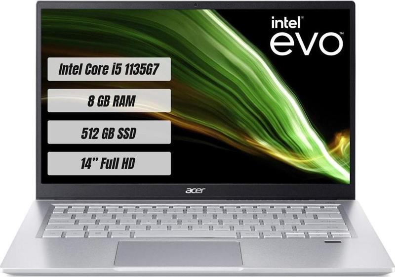 Swift 3 SF314-511 EVO Core i5 1135G7 8GB 512GB SSD 14 FHD W10H Taşınabilir Bilgisayar
