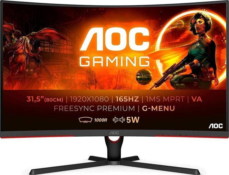 C32g3ae/bk 31.5" 1ms 165hz Freesync Premium FHD Curved Siyah Oyuncu Monitör (AOC Türkiye Garantili)