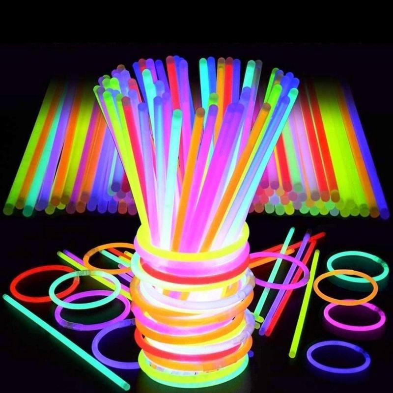 100 Adet Glow Stick Işıklı Fosfor Çubuk Neon Işık Glow Parti Işıkları Işıklı Bileklik Neon Kolye