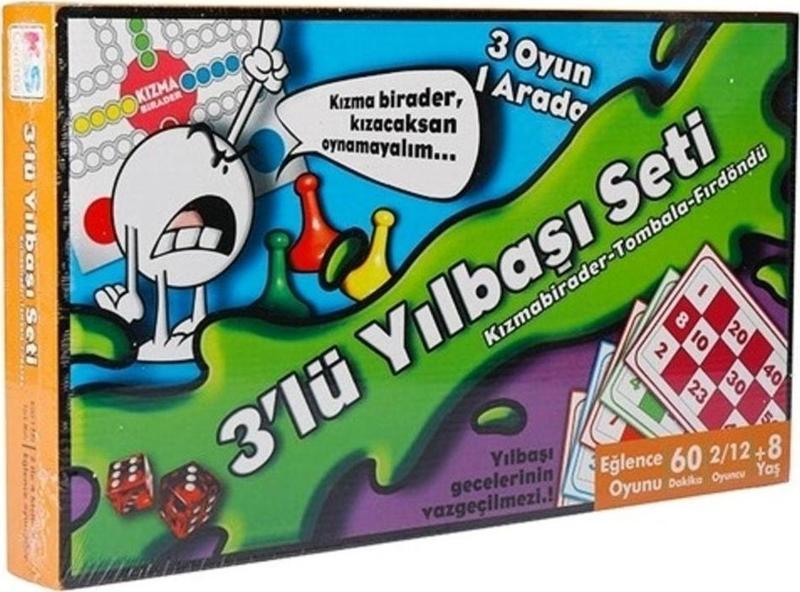 Full Yılbaşı Oyunu Seti Tombala Fırdöndü Kızma Birader 3Lü Set Yılbaşı Kutu Oyunları Aile Oyunları