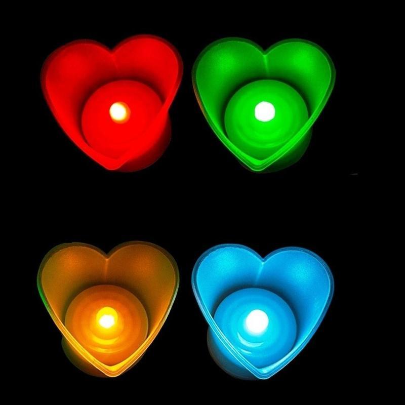 Vıp Kalpli Led Işıklı Mum Kırmızı Mum Yeşil Mum Beyaz Mum Sarı Mum Heart Led Light Candle 96 Adet