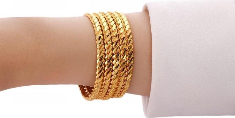 22 Ayar Altın Kaplama Birebir 1 Adet Adana Burma Bilezik 18 Cm  - 2131