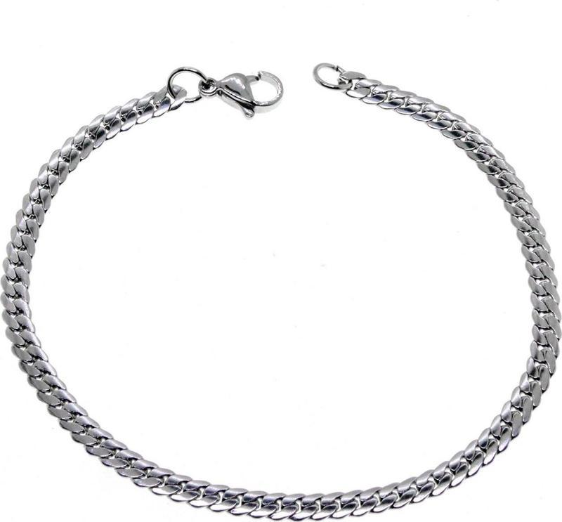 Gümüş Renk Unisex Çelik Kalın Örme Zincir Çelik Bileklik - 2802