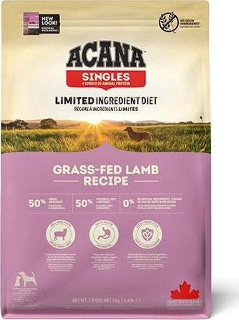 Singles Grass Fed Lamb Kuzulu Elmalı Tahılsız Köpek Maması Tüm Irk ve Yaşam Evreleri 2 Kg