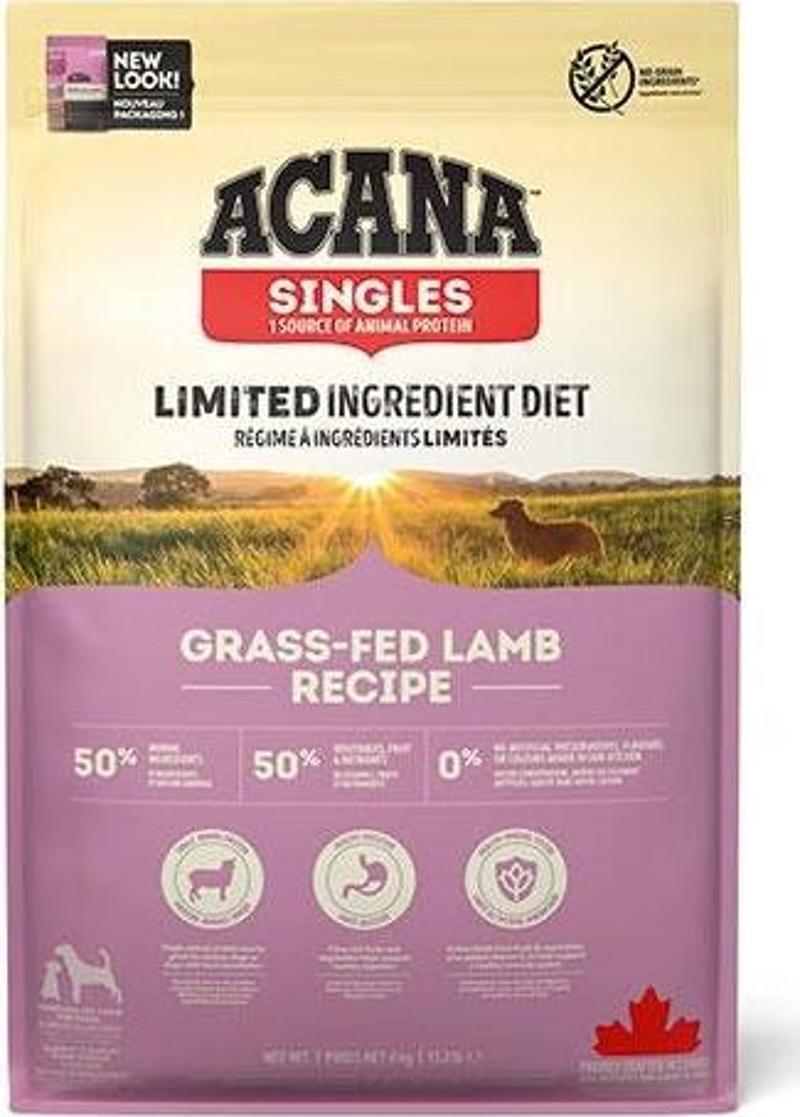 Singles Grass Fed Lamb Kuzulu Elmalı Tahılsız Köpek Maması Tüm Irk ve Yaşam Evreleri 6 Kg