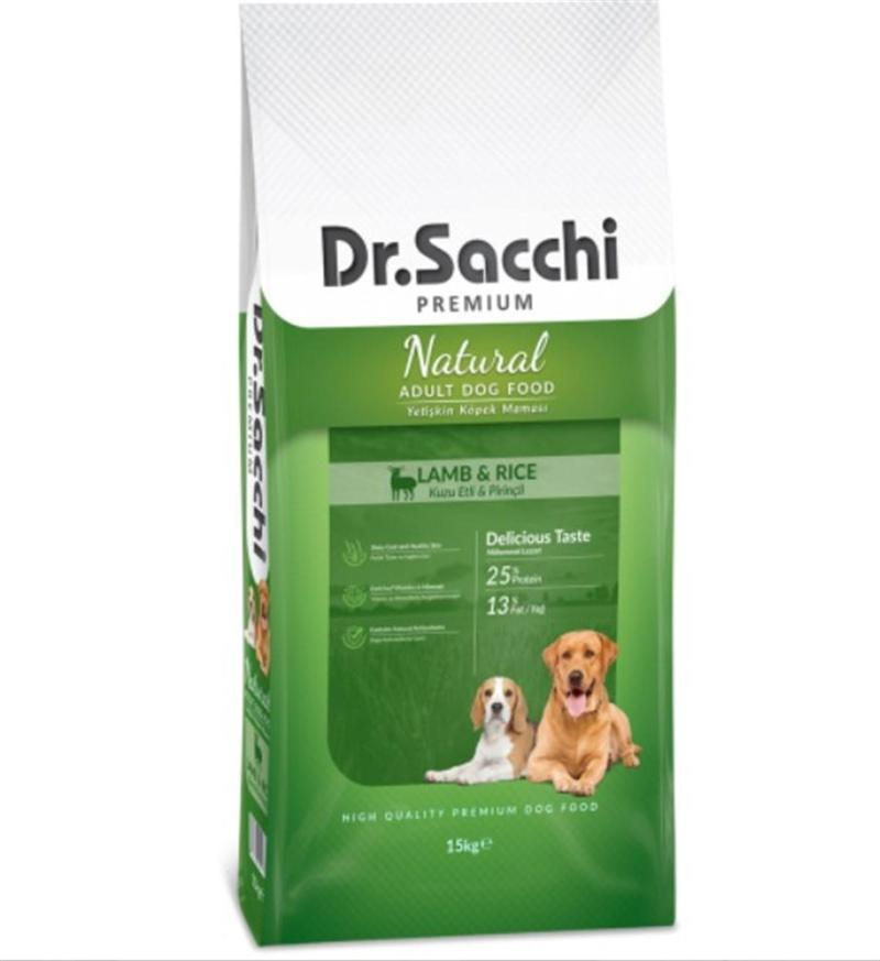 Dr.Sacchi Premium Natural Lamb&Rice Yetişkin Köpek Maması 15 Kg