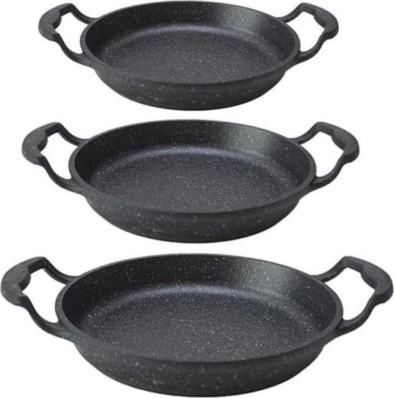 Cookwear Asya Kapaksız Granit Döküm 3 Parça Sahan Seti