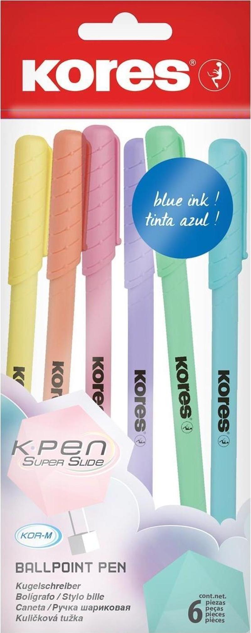 PASTEL GÖVDELİ TÜKENMEZ KALEM MAVİ 6 LI PAKE