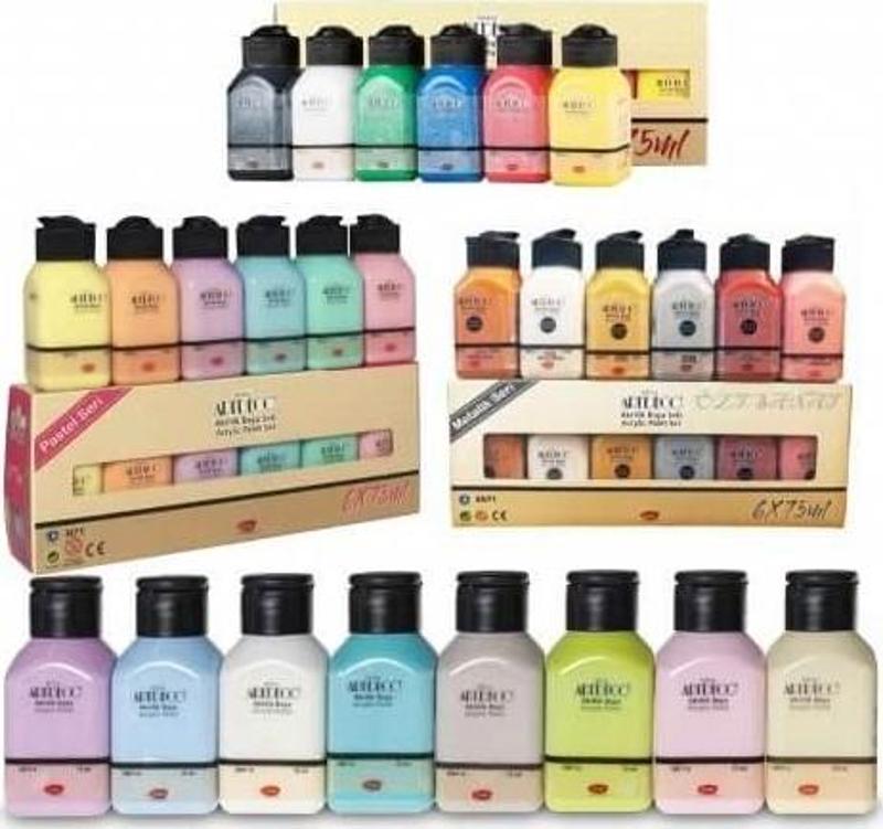 Akrilik Boya 26x75ml Pastel + Canlı + Metalik (Smoky Pastel + 6'lı Pastel+6'lı Canlı +6'lı M