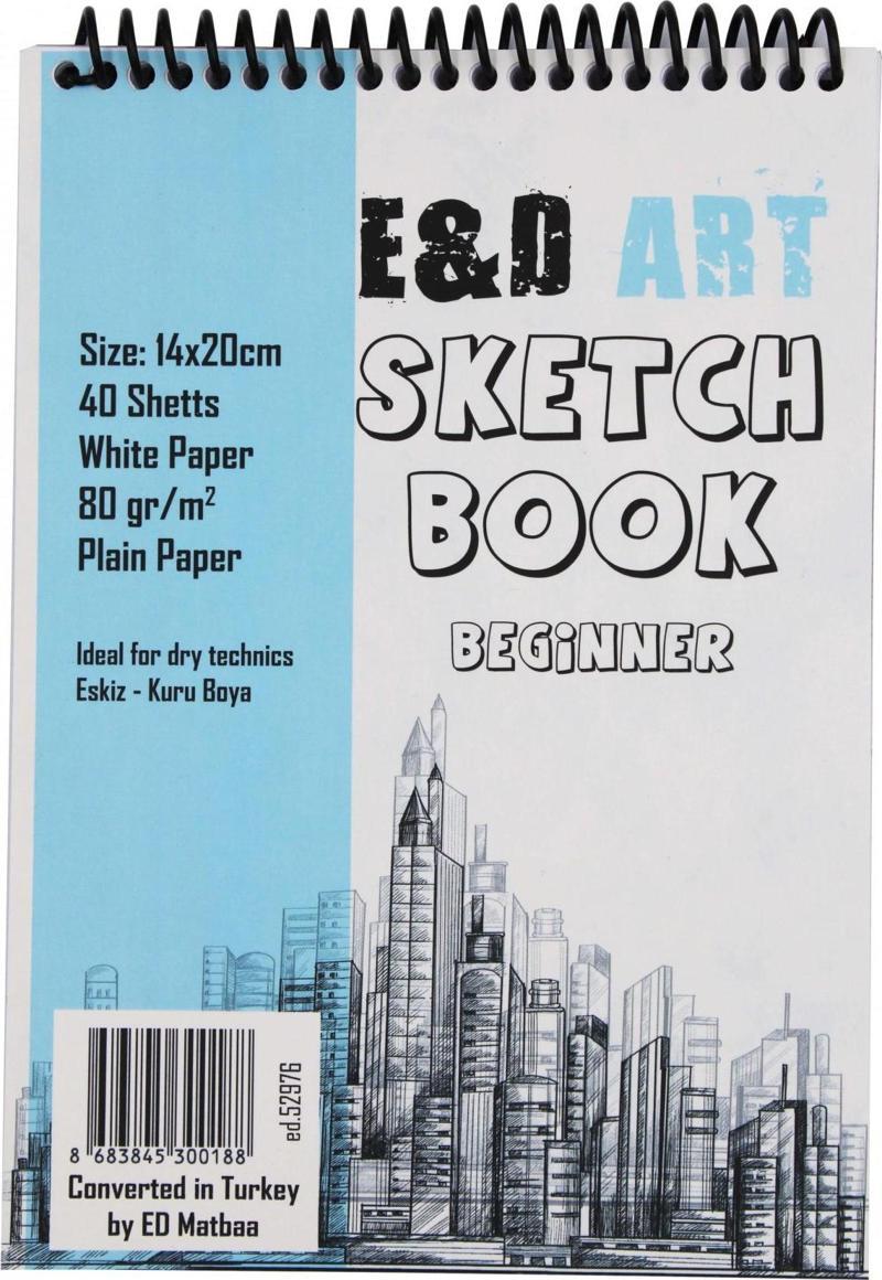 Sketch Book Beginner 14x20cm 40yp 80gr Eskiz Çizim Defteri Üstten Spiralli / ed.52976