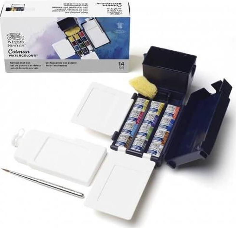 Winsor Newton Cotman Field Box (Kır Tipi) 12'li Suluboya Yarım Tablet